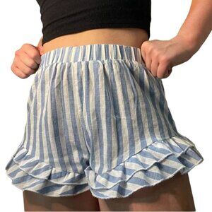SHEIN Striped Ruffle Bottom Shorts - size M